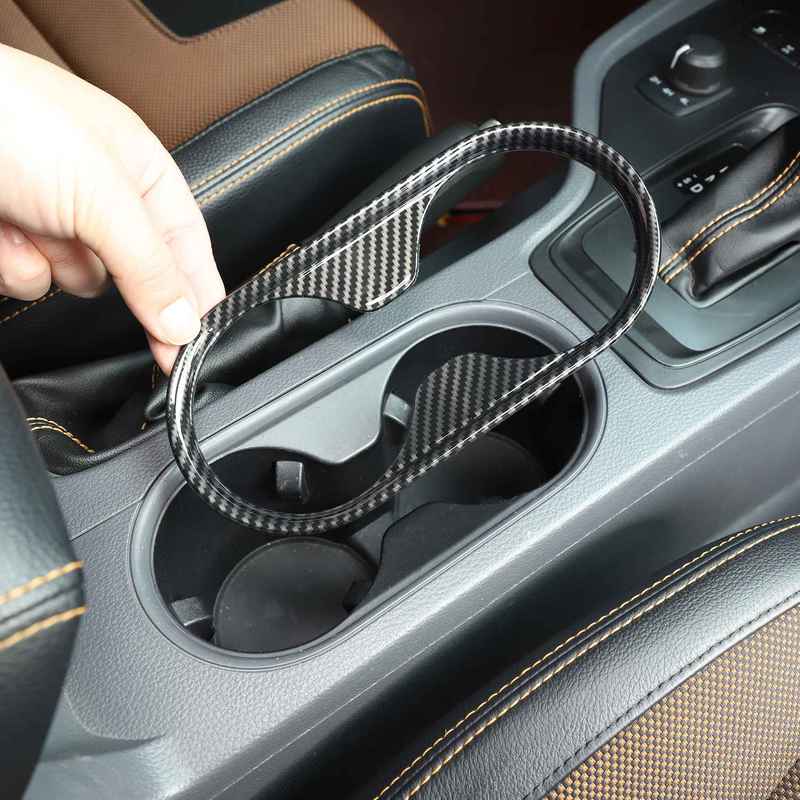 A87Q-Car Carbon Fiber ABS Gear Water Cup Frame Cover Trim for Ford Ranger 2015- Car Interior