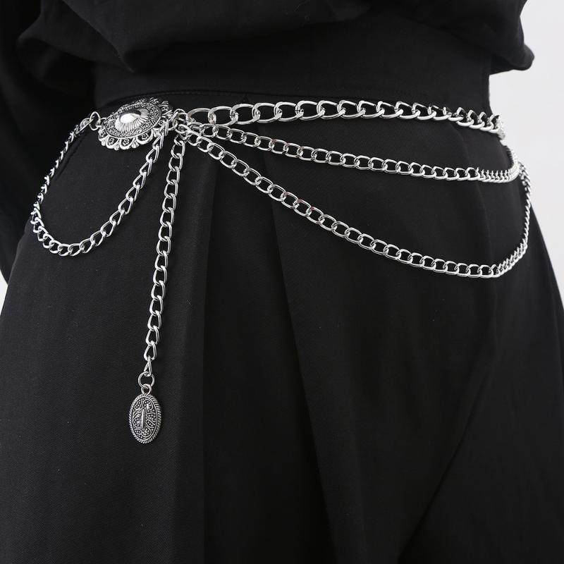 

Punk Rock Metal Layered Chain Unisex Waist Key Chain For Jeans Hip-Hop Pants Able Belt Chain Jewelry