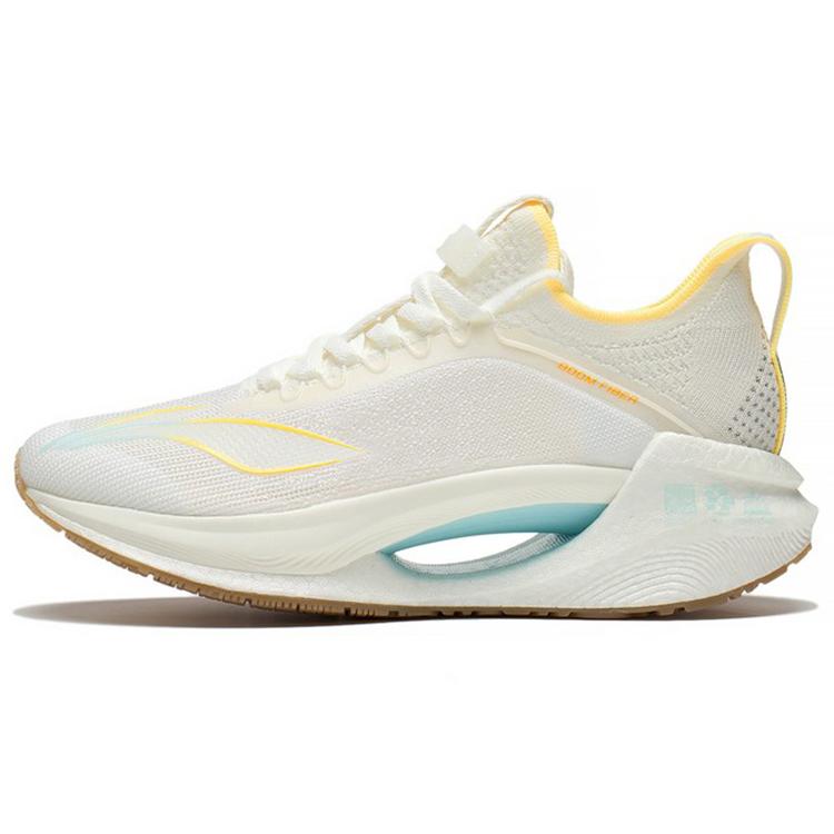 New LiNing Jueying Essential Slip Resistant Breathable Low Top Running Shoes Women's White Yellow ARRS004-11