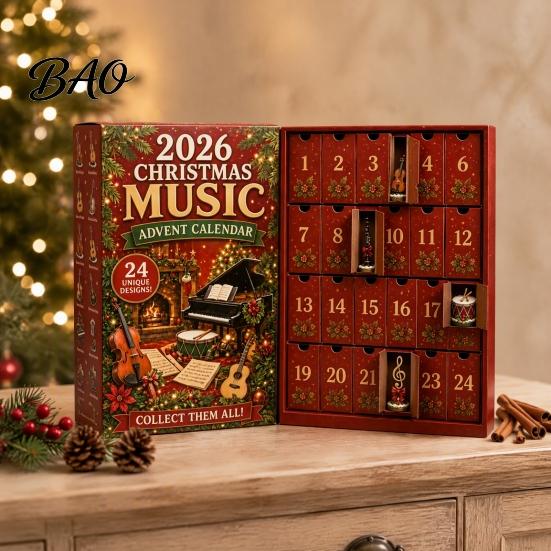 Christmas Advent Calendar Music 2026, 24 Mini Musical Instrument Gift for Lovers Ornaments Countdown Calendar, Musician Holiday Desktop Decor