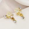 S Silver Needle Gentle Flower Earrings Women's Japanese and Korean Style Sweet Fashion Diamond Stud Earrings Light Luxury Pearl Earrings