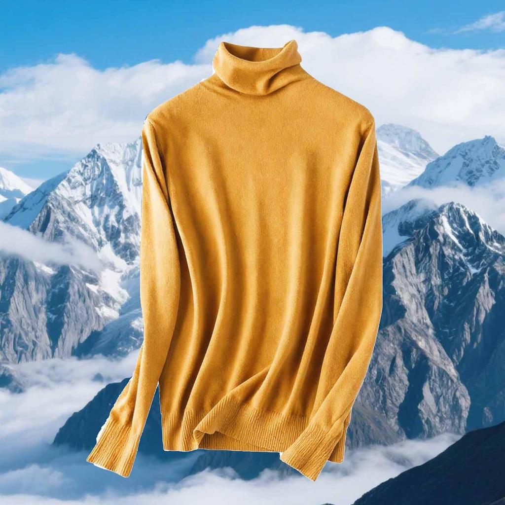 Dam Slim Fit Temperament Ull Långärmad Sömlös Polotröja