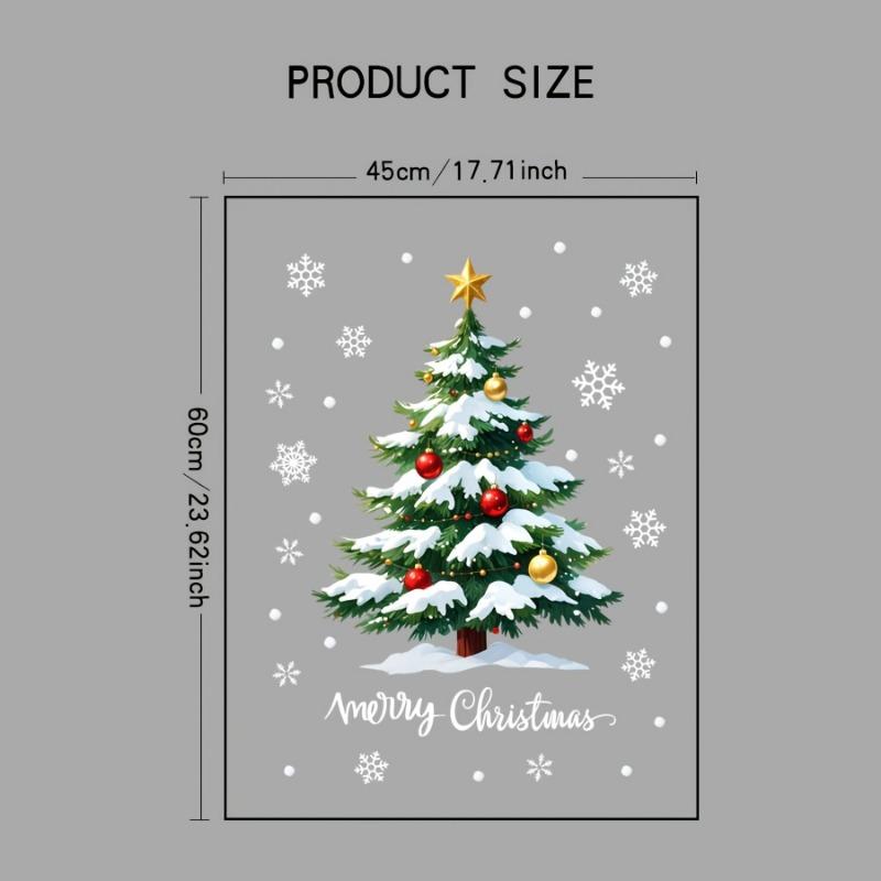 1PC 17.72x23.62 Inch Christmas Window Sticker, Holiday Decoration Accessories, 3D Tree Electrostatic Adsorption Film - Reusable