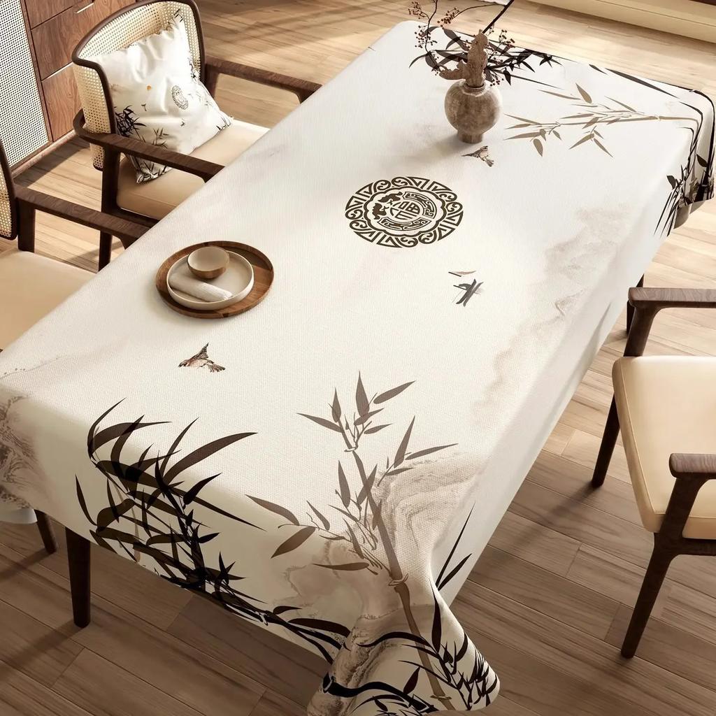 Chinese Landscape Printed Table Cloth High End Chinese Style Tea Table Cover Cloth Flower Landscape Lint Dustproof Table Mat