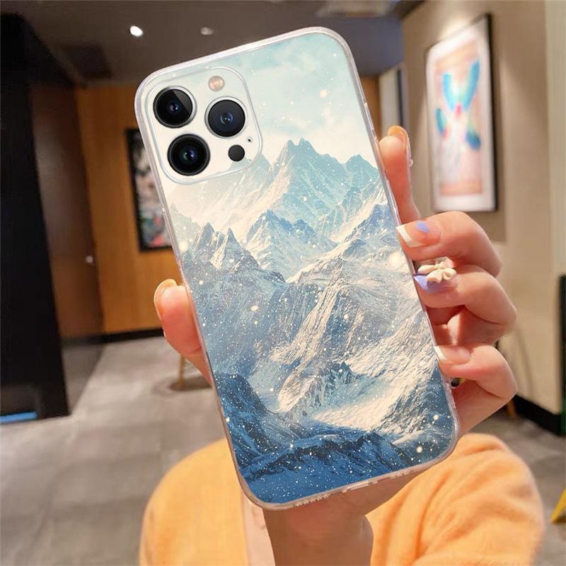 

Phone Case For iphone 17 Pro Max Air 16 15 14 13 Pro Max 15 16 Pro 15Plus Snow Mountain Nature Sceneary Art iphone 13