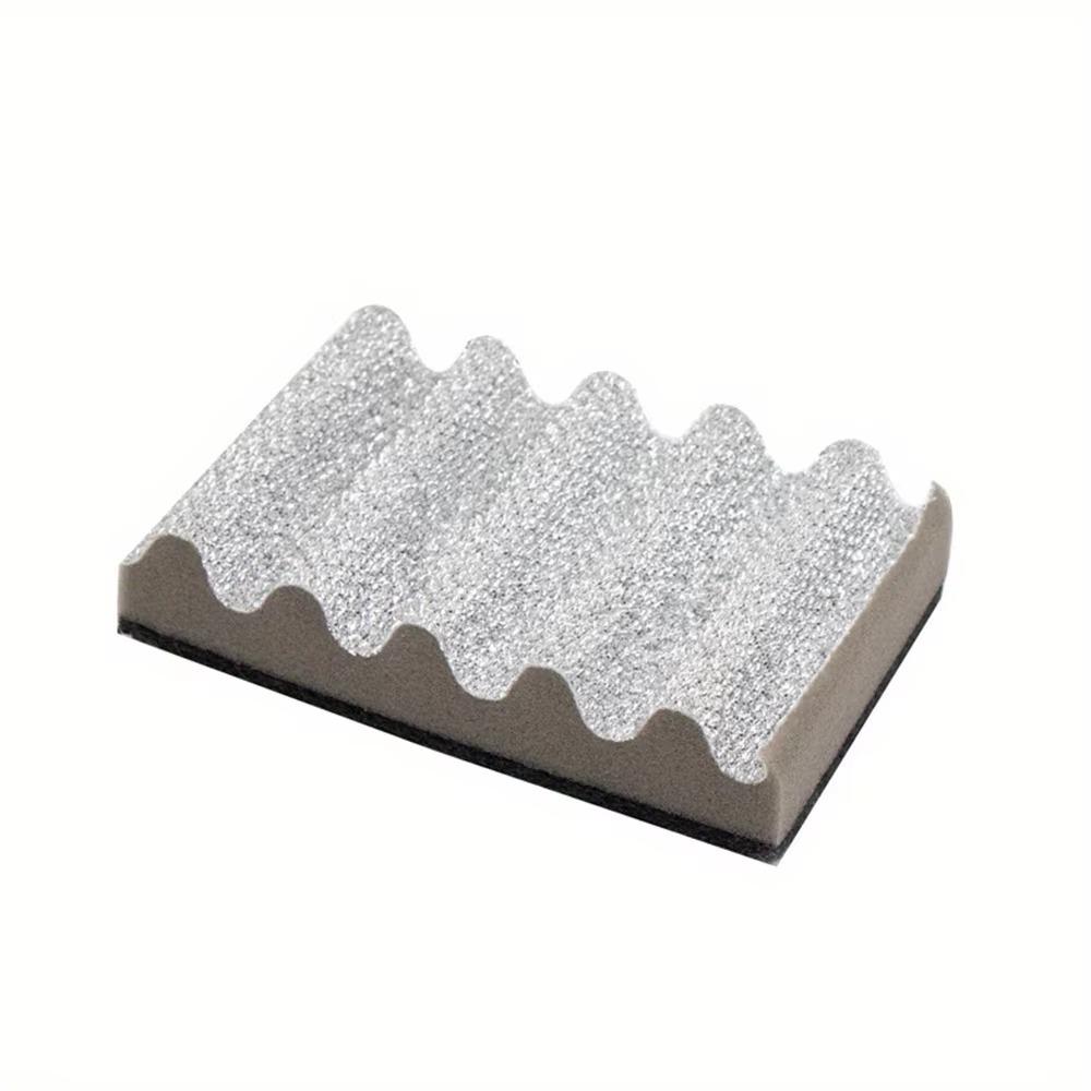 Wave Design Rust-Removing Sponge Double-Sided Sponge Scrubber Barbecue Brush Home Use серый