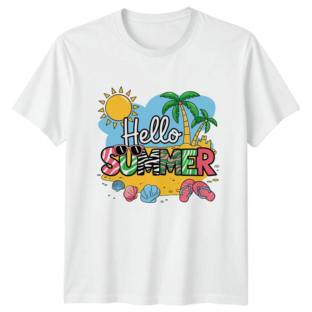 Hello Summer T-Shirt Beach Vacation Summer Holiday Gift For Him And Her XL
