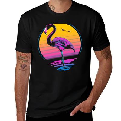 Retro Flamingo Tshirt Sun Protective Outdoor Tee Top