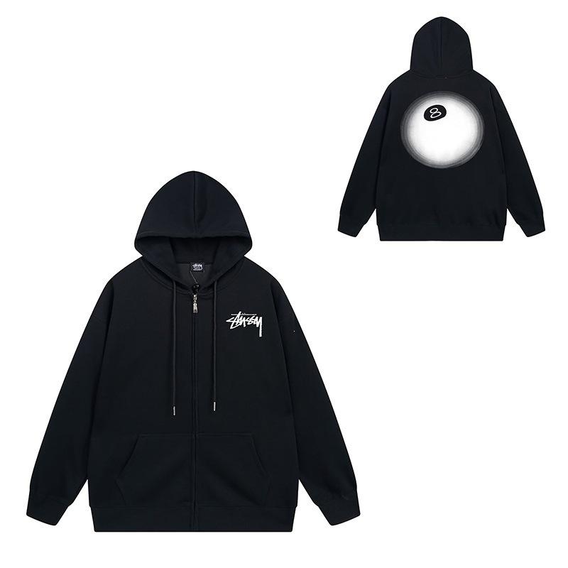 Trendy brand zipper hooded autumn and winter new letter flame pai jiu couple coat