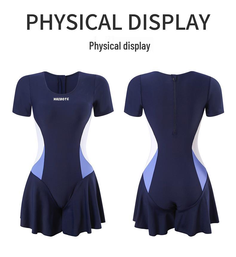 Fato de Banho Feminino Peça Única de Manga Curta: Cobre a Barriga, Emagrecedor, Perfeito para Férias, Praia, Surf, Rafting, Fontes Termais e Natação.
