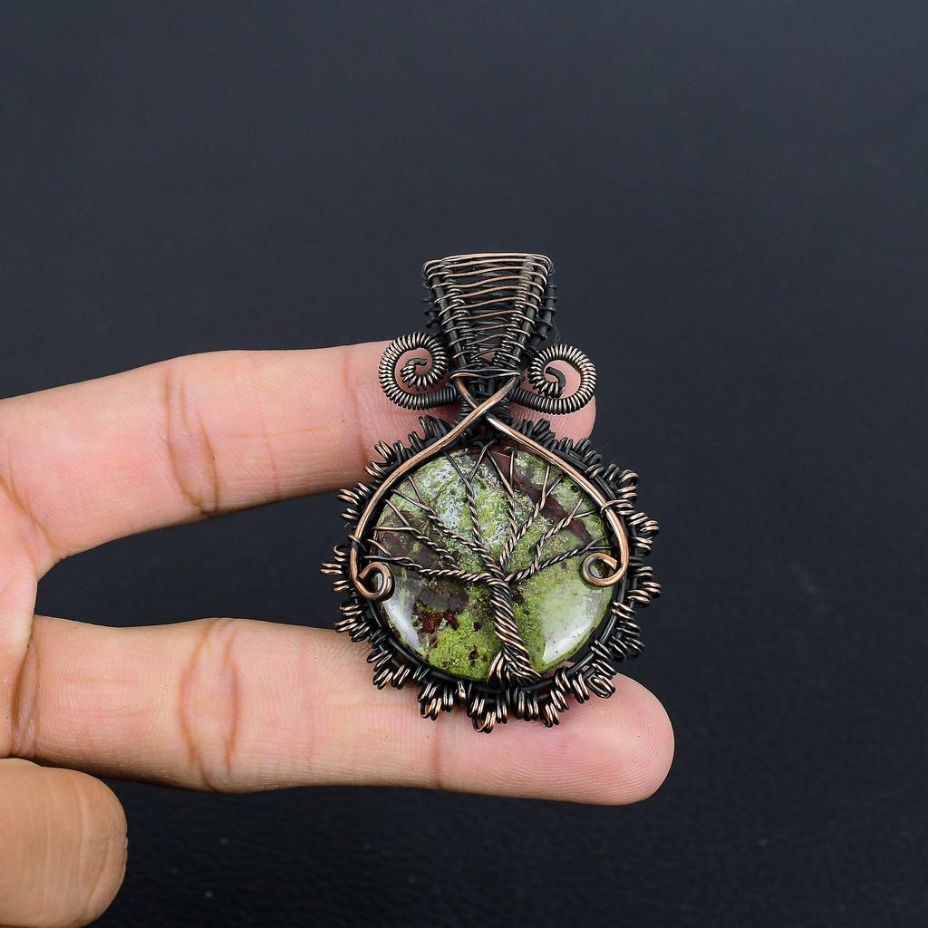 Dragon Blood Jasper 999 Copper Wire Wrapped Pendant, Handmade Gemstone Pendant Jewelry, Gifts For Wife Brand New Pendant