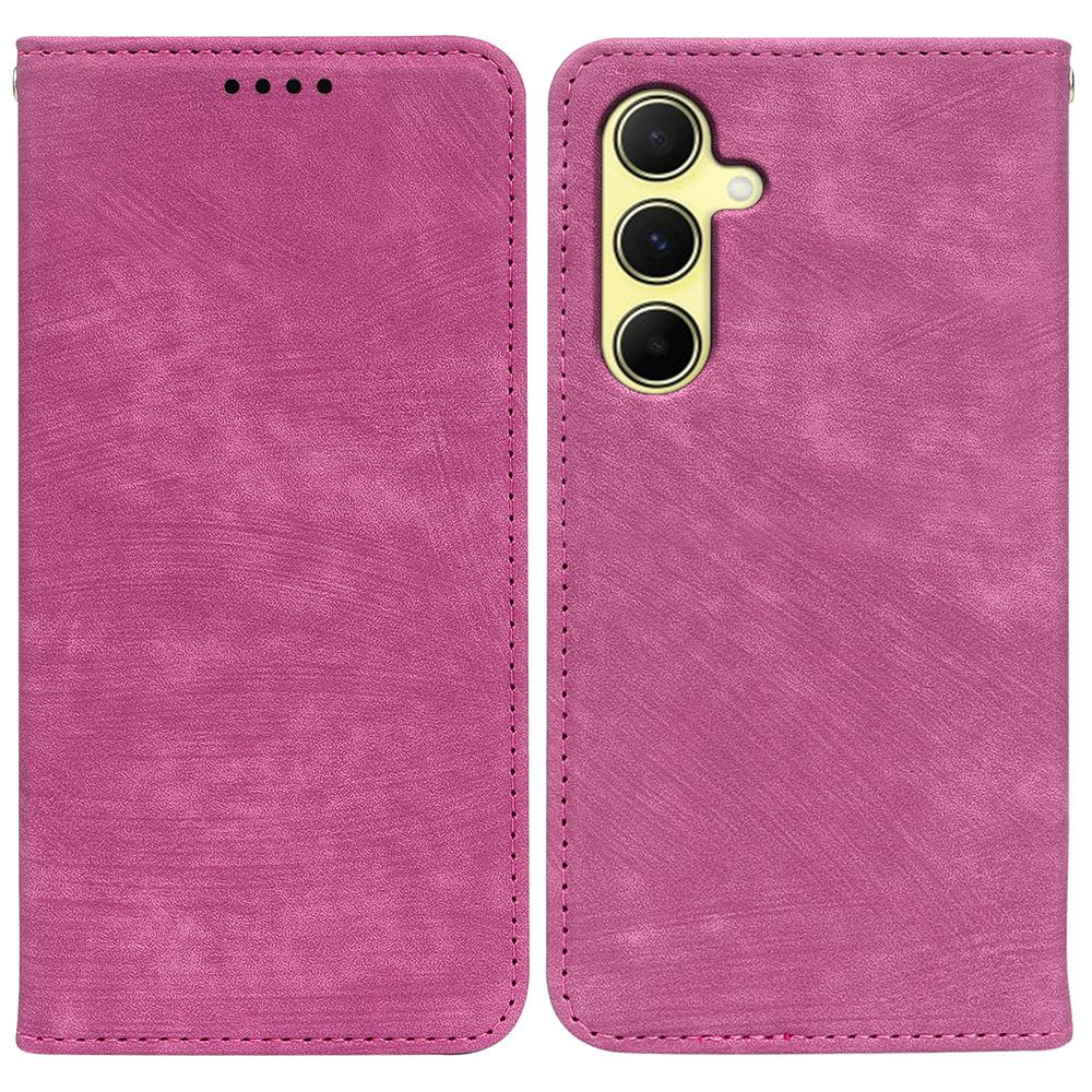 For Samsung Galaxy A17 Case Strong Magnetic Leather Wallet Phone Cover with Striped Texture