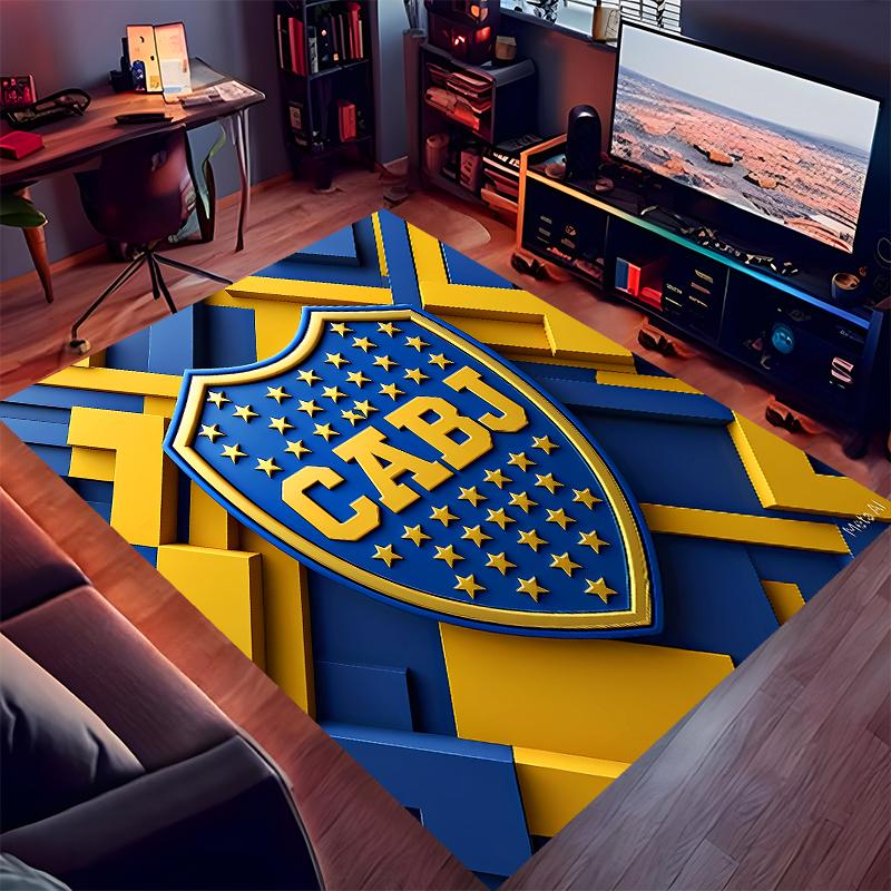 1pc Club Atlético Boca Juniors Print Area Rug - Soft,Washable Non-Slip Indoor Mat for Office Chairs,Living Room,Home Office Decorative Rug