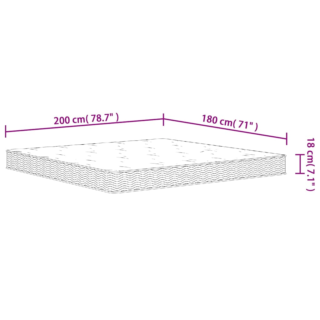 Bonnell Spring Mattress Medium Firmness 180 x 200 cm