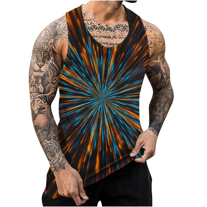 Mens Tie Dye Tank Shirts Funny 3D Printed Tank Tops Men's Clothing Casual Fashion Sleeveless Basketball Quick-dry Gym Vest Tops