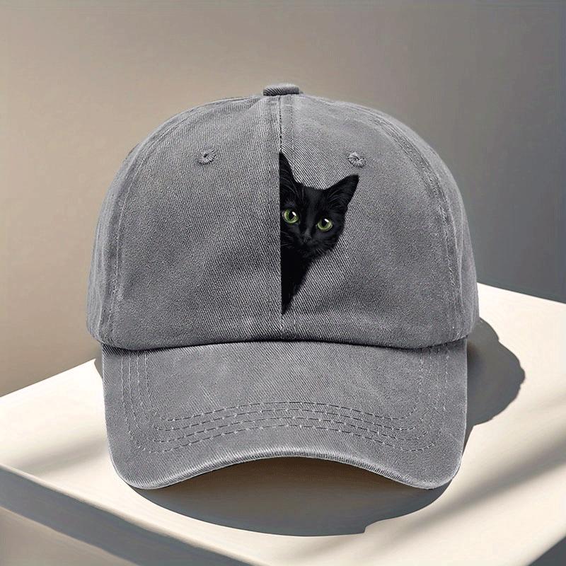 Womens Baseball Cap with Peeking Black Cat Adjustable Snapback Hat Lightweight NonStretch Fit Appropriate for Any Season