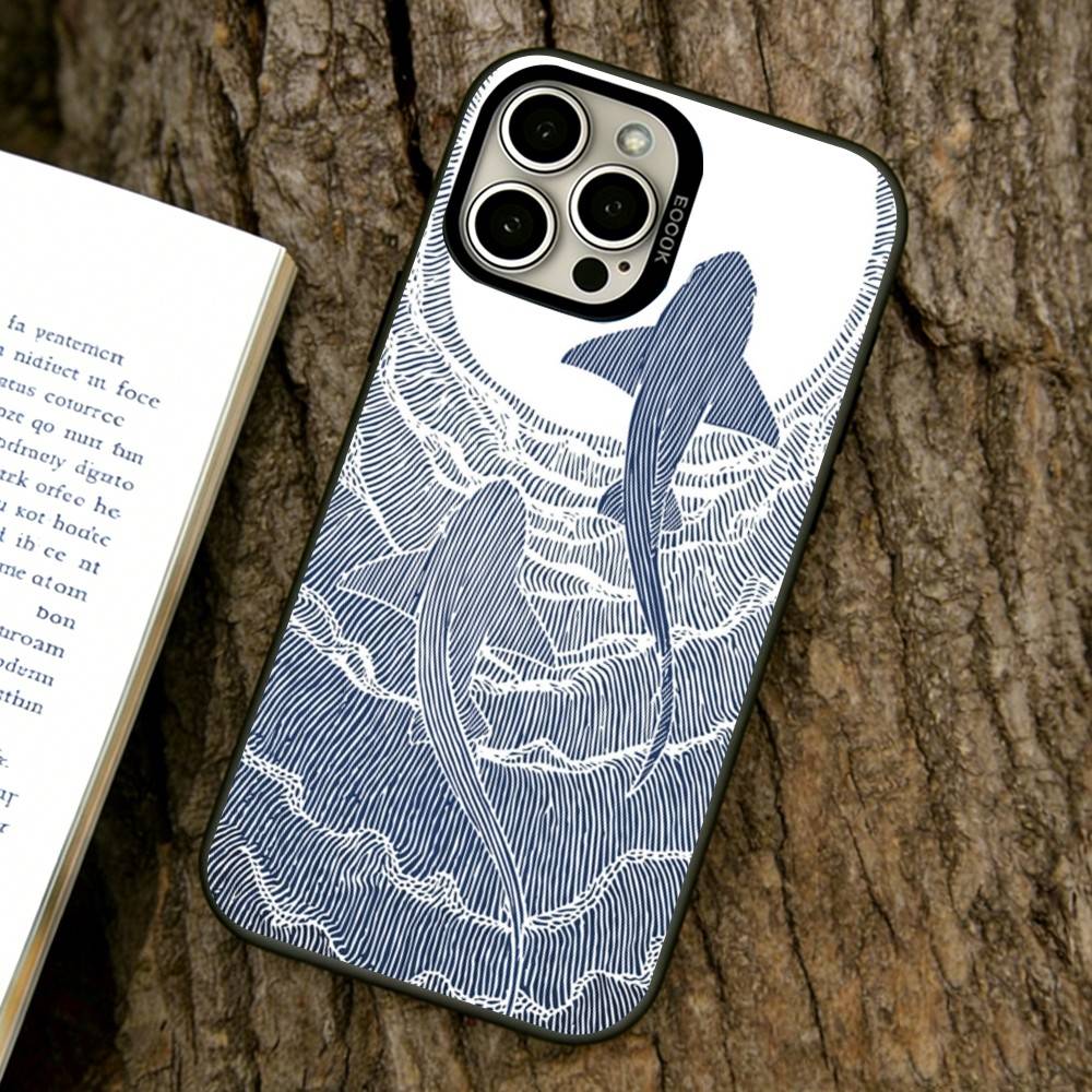 Whale Pattern Phone Case For iPhone 17,16,15,14,13,12,11 Plus,Pro Max,XS,Colorful Silver Black Cover