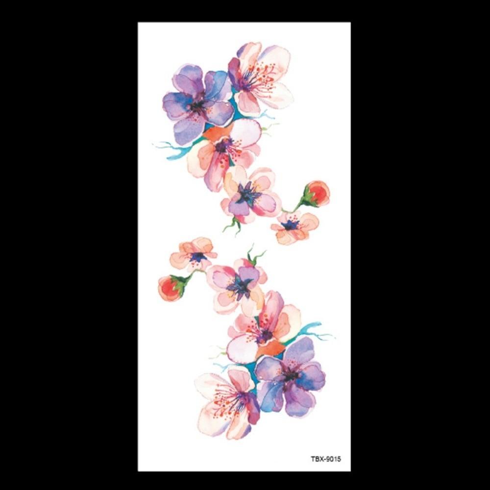 Lotus Green Leaf Flower Temporary Tattoo Stickers Floral Fake Tattoos Leg/ Arm/ Hand/Foot