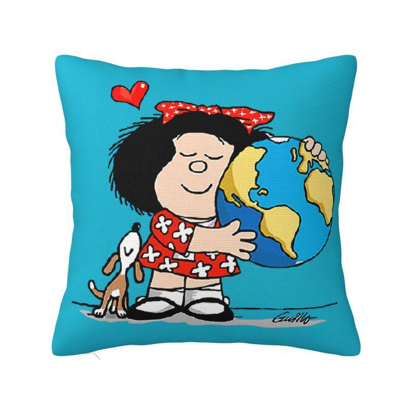 Quino Comic Cartoon Mafalda Throw Pillow Case Cm Home Decoration Cushion Cover Polyester Pillowcase Doublesided Printing