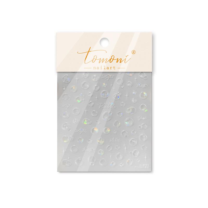 Shiny Blowing Bubble Nail Decorations Stickers 5D Shell Light Love Cat Bubble TransferSlider Sticker DIY Manicure Decals