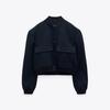 Single Breated Bomber Jacket Coat Women Elegant Long Sleeve Large Pocket Short Coat Spring  Ladies Fashion Coats