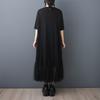 Short Sleeve Plus Size Black Mesh Vintage Embroidery Floral New In Dresses for Women Casual Loose Long Summer Dress