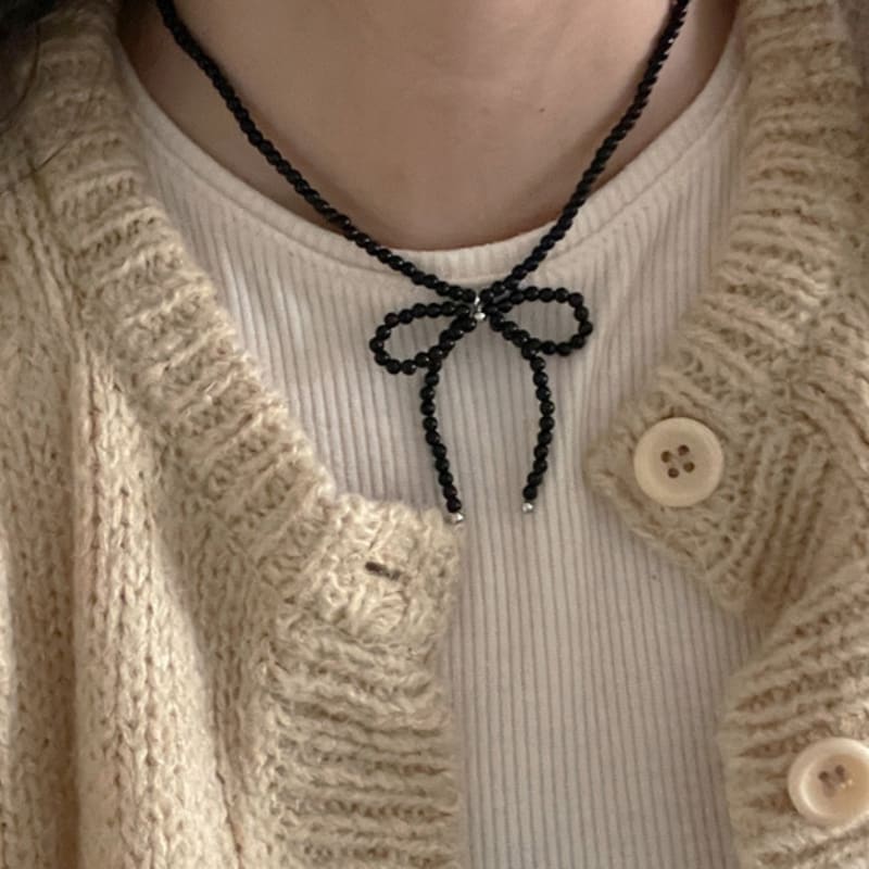 

OUI SAY YES! Ribbon Necklace_NC297 black