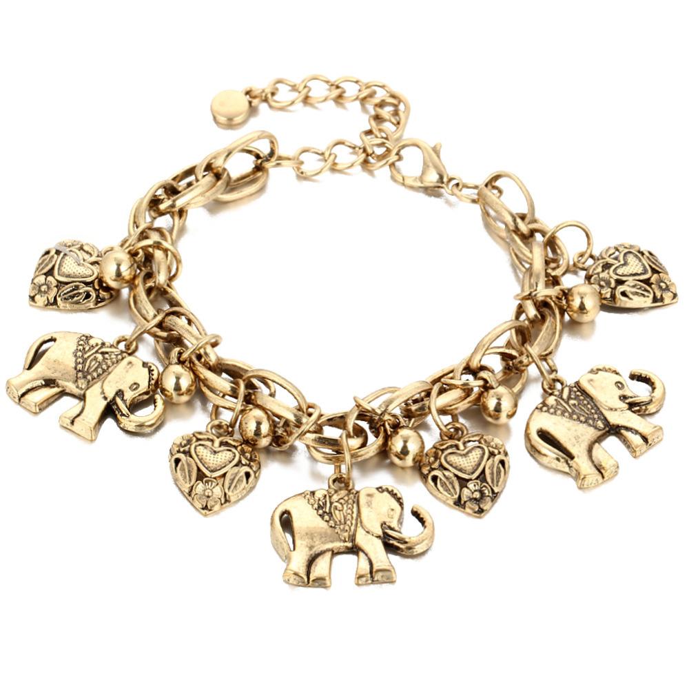 Vintage Ethnic Exaggerated Coin Pendant Bracelets For Women Boho Silver Color Carved Geometric Indian Bracelets Jhumka Jewelry