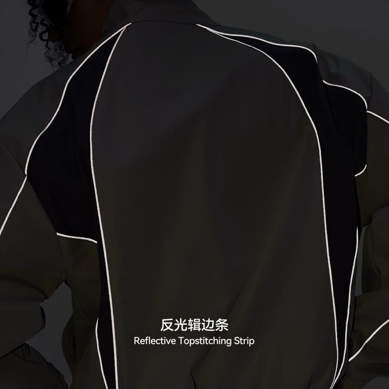 Mens Retro Sporty Cycling Jacket Wide-Leg Pants Set - Streetwear Style Stand Collar Zip Front Loose Fit