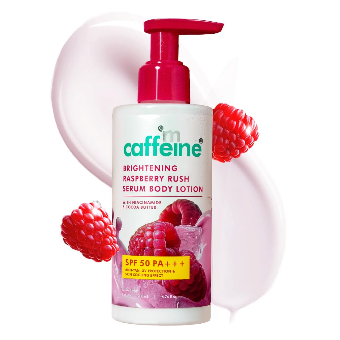 

mCaffeine Осветляющий лосьон-спрей для тела с SPF 50 PA+++ 200 мл | Мгновенное охлаждение и защита от загара с витамином C и ниацинамидом | Глубоко увлажняющий крем для