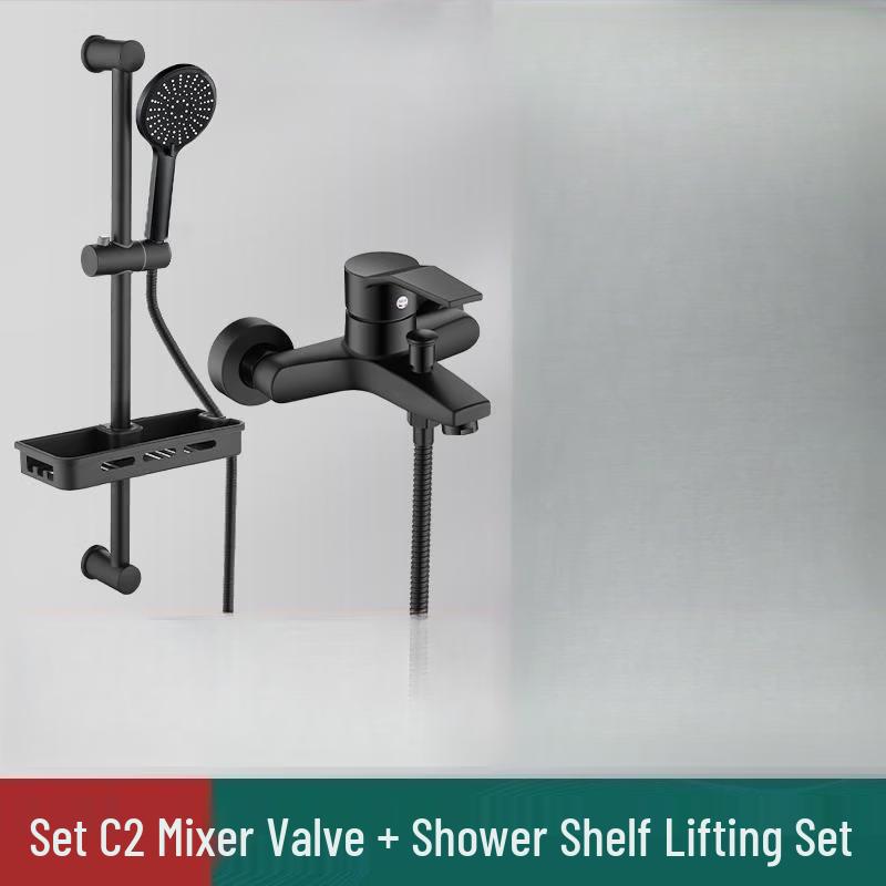 OEING Black Wall-Mounted Shower Faucet System
