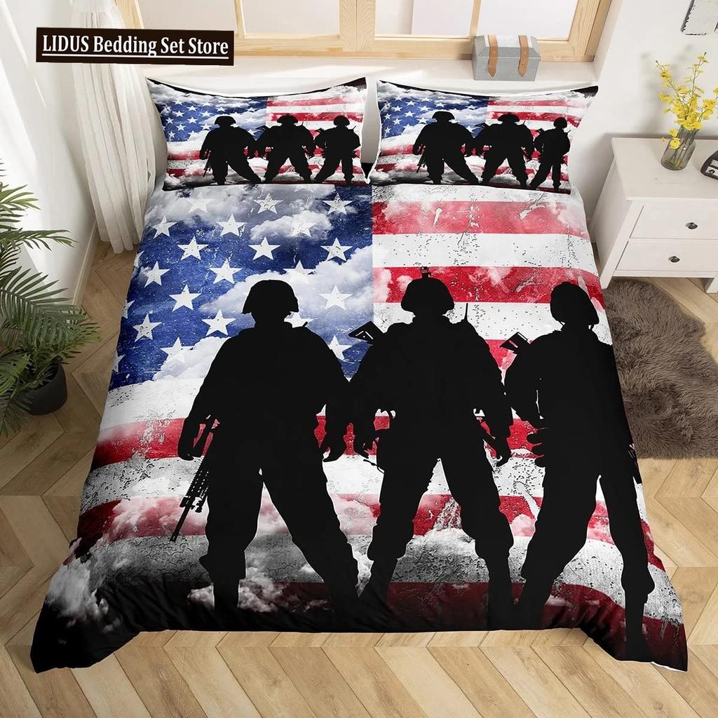 Special Police Print Duvet Cover American Soldier For Teen Adults Camouflage SWAT Theme Bedroom Decoration Polyester Quilt Cover