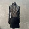 Women's Slimming Stretch Mesh Lace Turtleneck - See-through Autumn Winter Base Layer Top