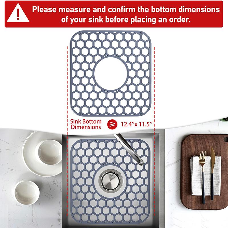 Silicone Sink Protectors For Kitchen Sink - 12" X 11" Kitchen Sink With Center Drain Grid Accessory