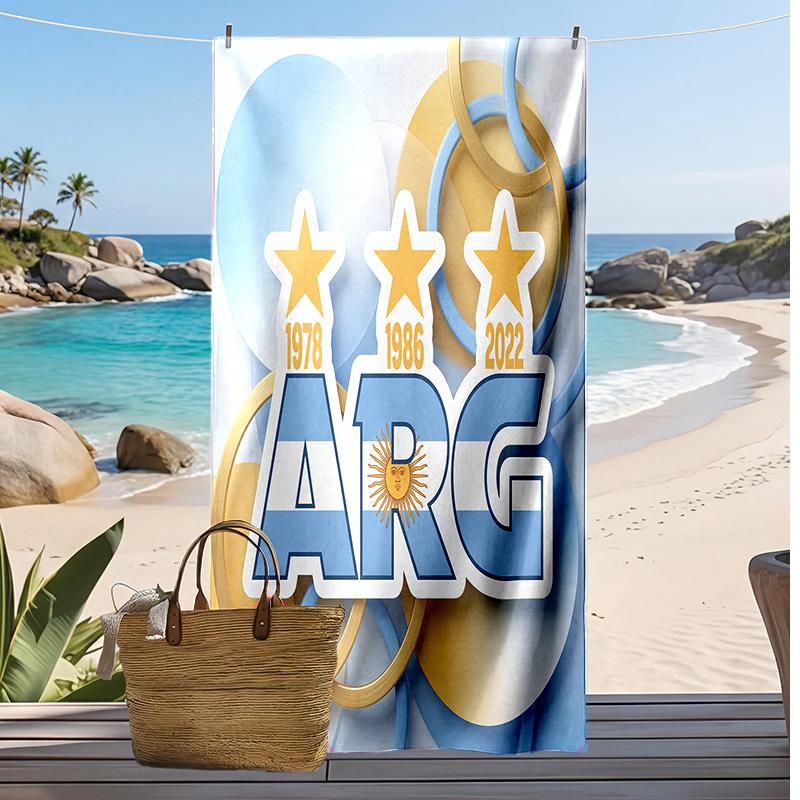 Argentinien Fußball Druck Strandtuch Schnelltrocknend Super Saugfähig Weich Badetuch zum Schwimmen Strand Reisen Fan Souvenir Geschenk