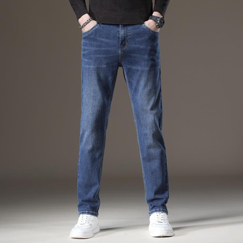 2024 Spring And Autumn New Versatile Jeans Men'S Loose Straight Tube Trendy Brand Business Elastic Casual Pants