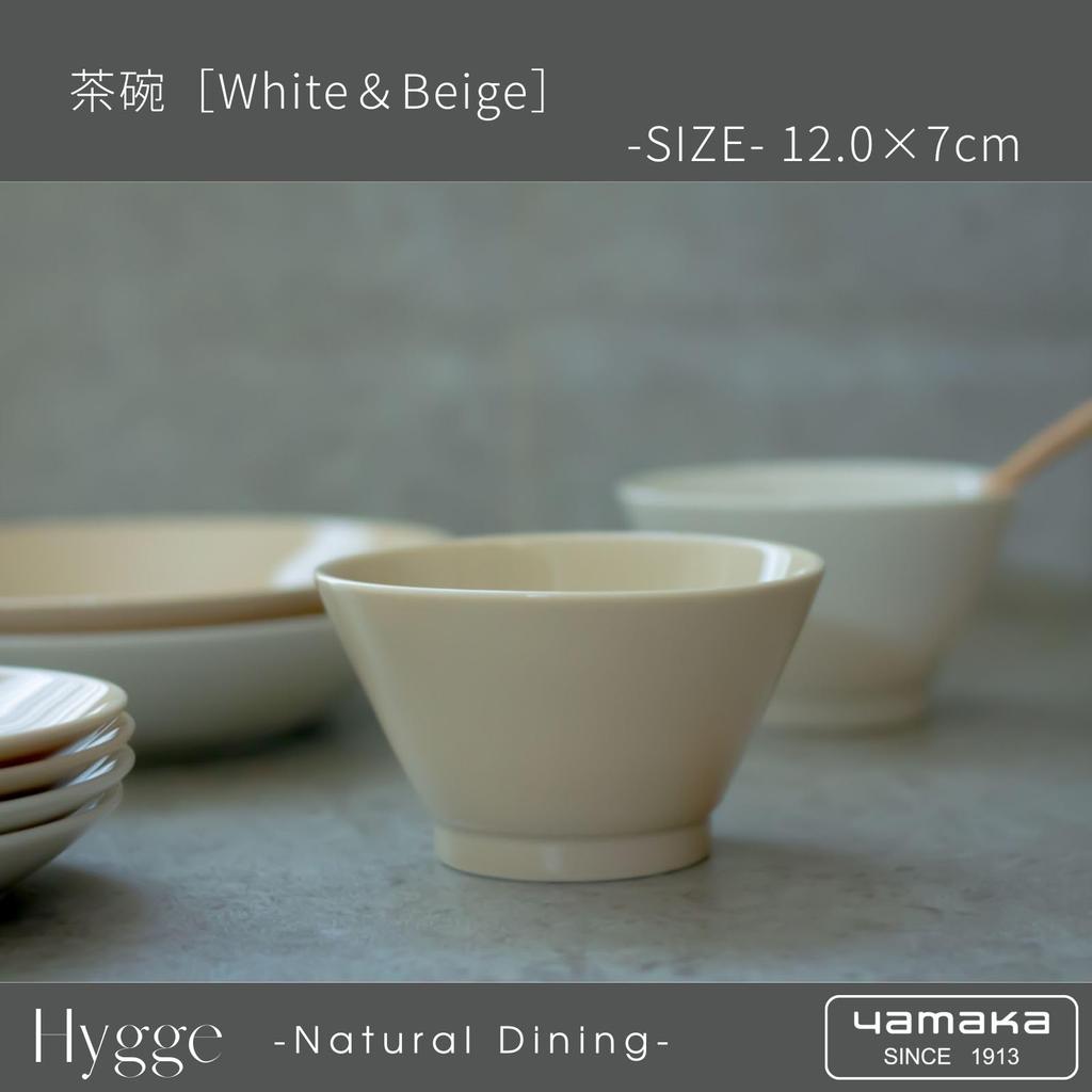 Yamaka Shoten Dining Dinnerware Stylish Bowls and Plates for Single or Two Microwave and Dishwasher Mino Made in White and "Natural HYGGE" 10-Piece