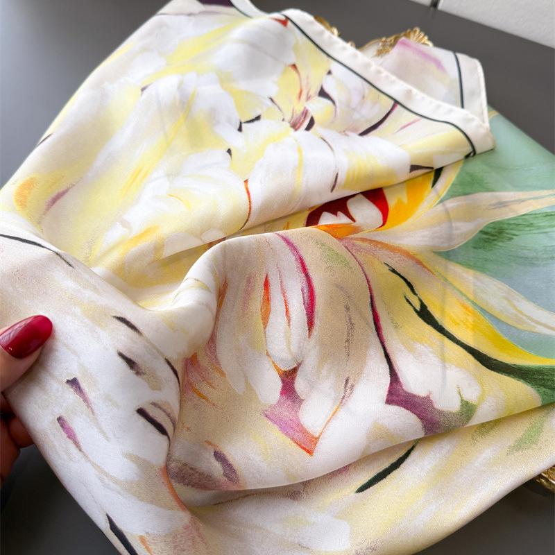 Luxury Print 70cm Square Scarves Women's Silk Scarf Bandana Small Neckties Hairbands Foulard Shawl Hijab