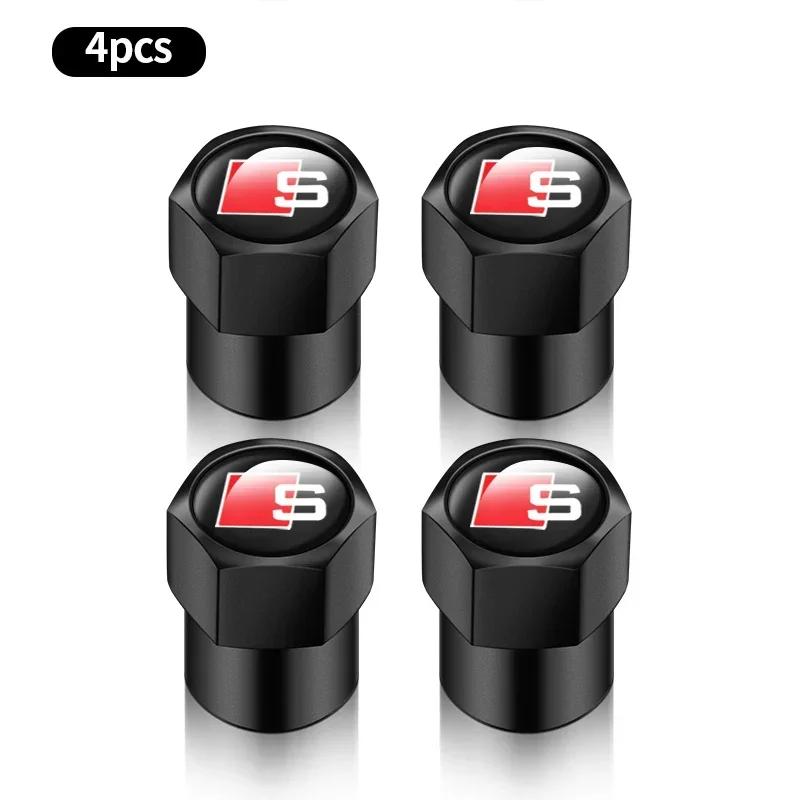 4 Pièces Bouchons de Valve de Pneu en Aluminium Bouchons Gonfleur de Pneu de Voiture Accessoires Style Pour Q5 C7 C6 C5 Q3 Q5 Q7 TT A1 A3 A4 A5 A6 A7 A8