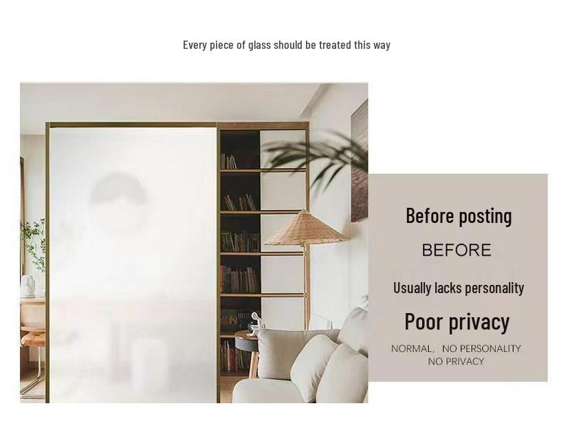 Translucent Opaque Window Film - Privacy Sticker for Bedroom, Balcony, Living Room, Sliding Door, and Bathroom.
