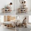 Bamboo Shoe Bench with Shelf Comfortable Furniture Stable for Bedroom
