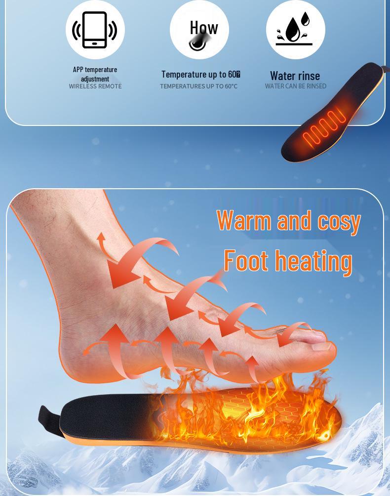 De'ou Te Electric Heated Insoles with APP-Controlled Temperature & USB Charging for Winter Warmth