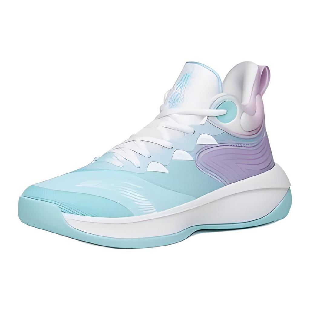 Anta Tiger Roar Fabric Cushioning Slip Resistant Abrasion Resistant Coverage Mid Top Basketball Shoes Men's Blue Purple 112211601Q-6