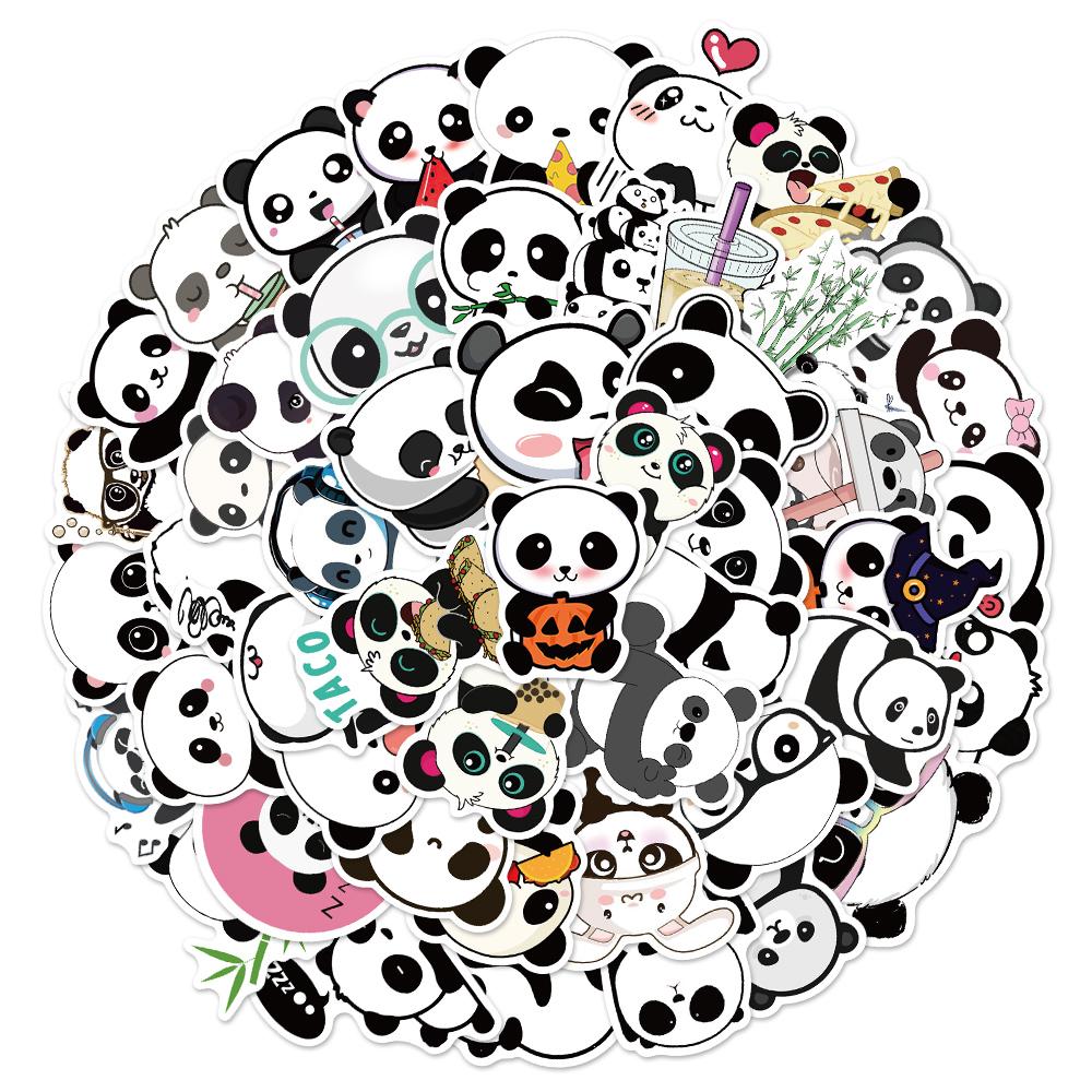 50PCS Cartoon Cute Panda Stickers Aesthetics PVC Stationery Children's Sketchbook Notebook Diary Decoration Scrapbook Supplies