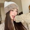 New autumn and winter wool hat female cute cat ears bow warm thickened cold ear protection knitted hat