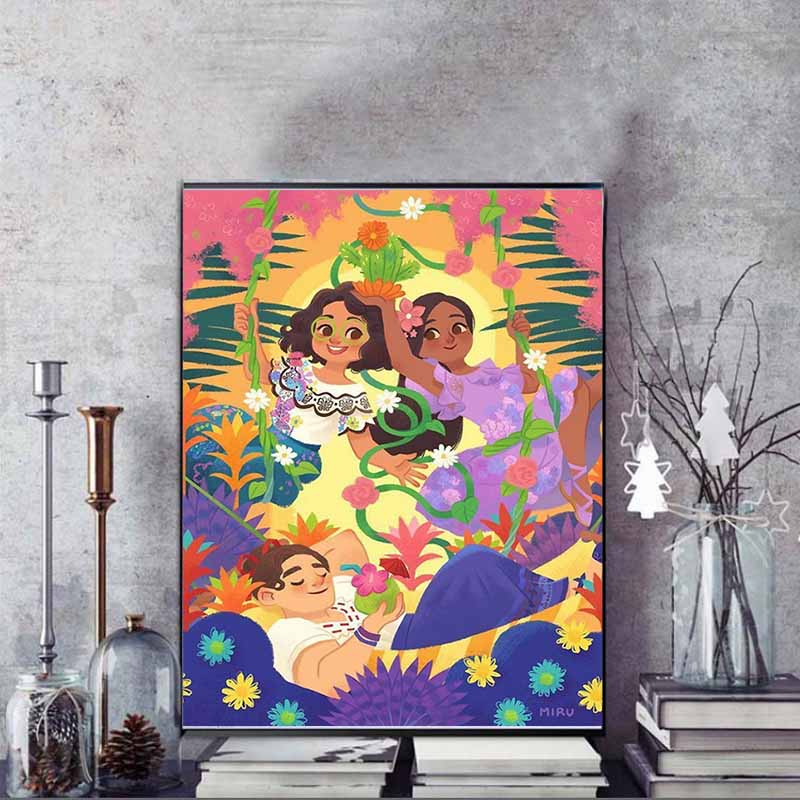 Disney 5D DIY Diamond PaintingA Magical House of Sisters Illustration Full-round Diamond Mosaic Cartoon Embroidery Art Painting for Home Decoration