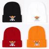 New Cosplay Anime One Piece Skull Knitted Hat Warm Street Dance Beanie Men Women Autumn Winter Hat Black Gray