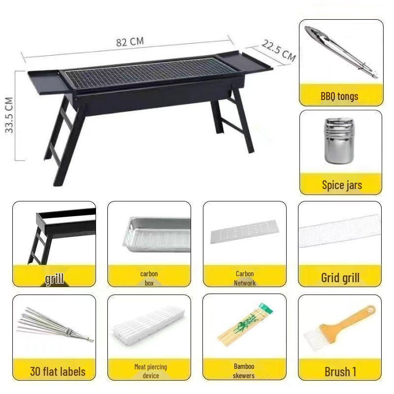 Portable Folding Charcoal Grill Set for Outdoor Camping and Barbecues