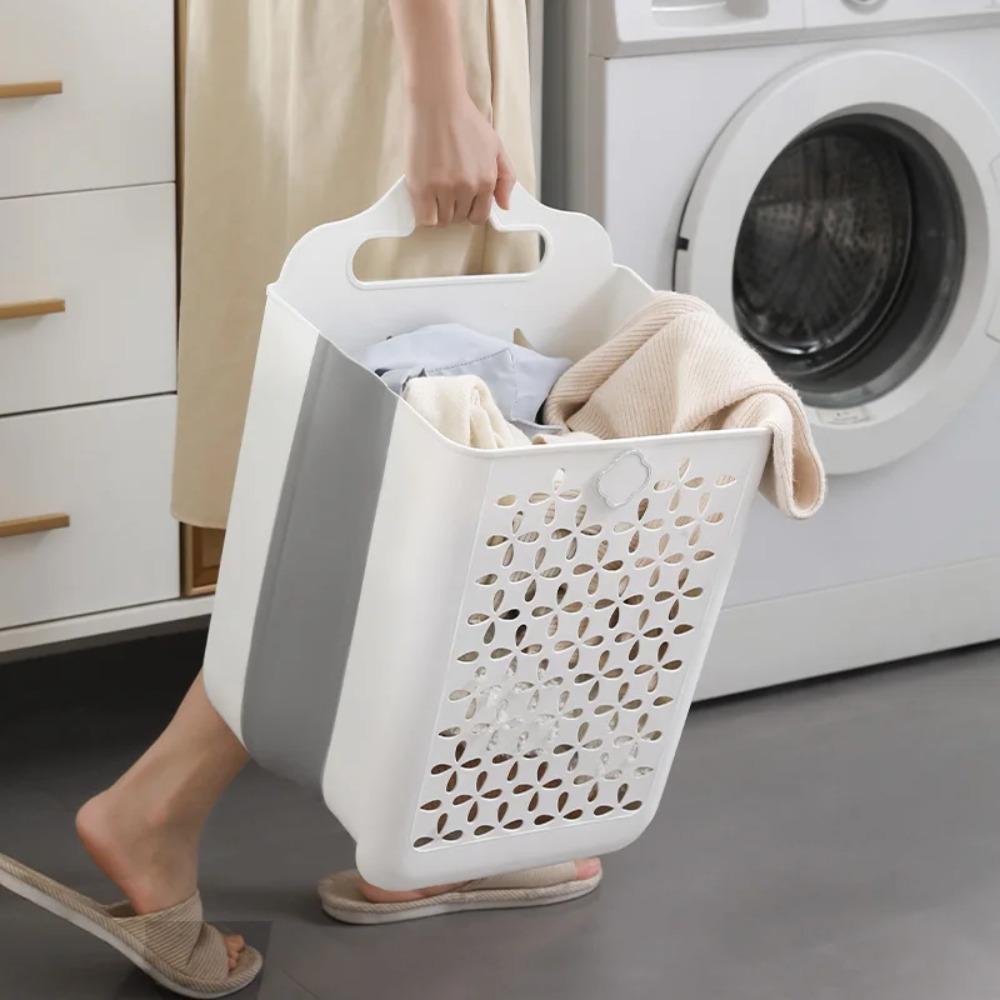 Large Capaci Folding Bathroom Laundry Basket Non Perforated Wall-mounted Clothe Storage Baskets Bathroom Dirty Clothe Organizer