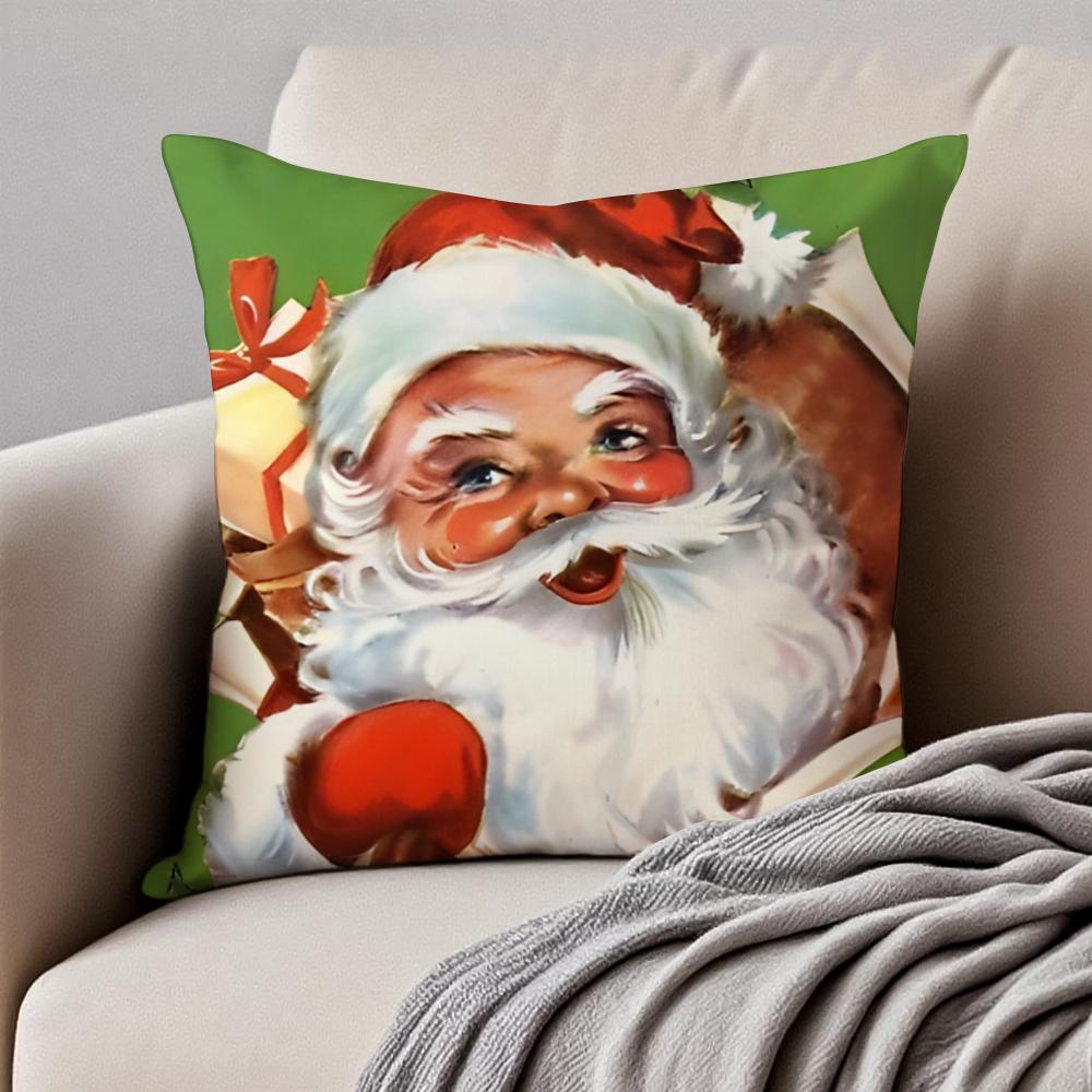 Christmas Cushion Cover Pillowcase Antidustmite Invisible Zipper Short Plush Sofa Cushion